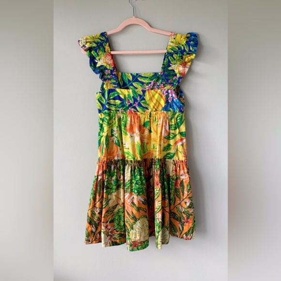 FARM Rio Tropical Print Mini Dress - Green, Yellow, Orange - Picture 15 of 16